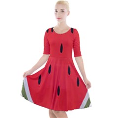 Watermelon Pillow Fluffy Quarter Sleeve A-line Dress