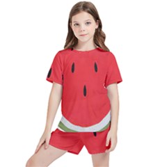 Watermelon Pillow Fluffy Kids  Tee And Sports Shorts Set by artworkshop