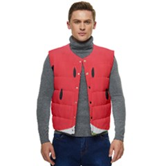 Watermelon Pillow Fluffy Men s Short Button Up Puffer Vest	 by artworkshop