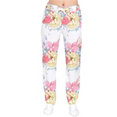 Flamingos Women Velvet Drawstring Pants by Sparkle