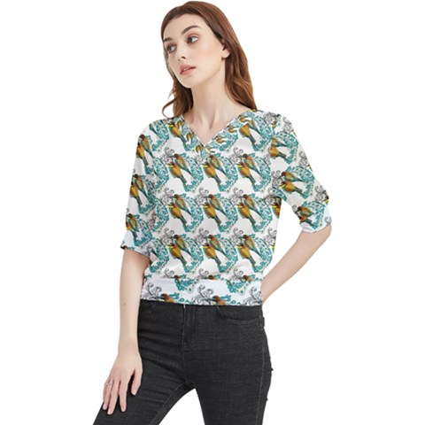 Birds Quarter Sleeve Blouse by Sparkle