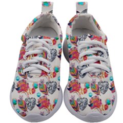 Flowers Diamonds Pattern Kids Athletic Shoes