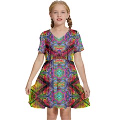 Blast Off Kids  Short Sleeve Tiered Mini Dress by Thespacecampers