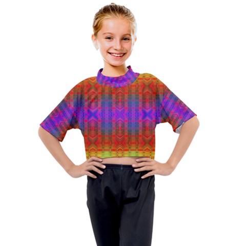 Electric Sunset Kids Mock Neck Tee by Thespacecampers