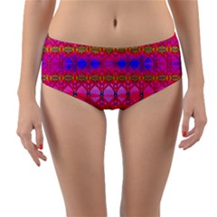 Pink Mirrors Reversible Mid-waist Bikini Bottoms by Thespacecampers