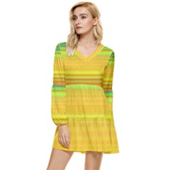 Rippled Memory Tiered Long Sleeve Mini Dress