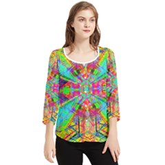 Terrestrial Burst Chiffon Quarter Sleeve Blouse by Thespacecampers