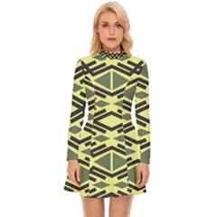 Abstract Pattern Geometric Backgrounds Long Sleeve Velour Longline Dress by Eskimos