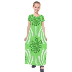 Folk Flowers Print Floral Pattern Ethnic Art Kids  Short Sleeve Maxi Dress by Eskimos