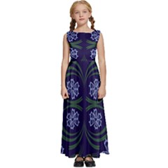 Folk Flowers Print Floral Pattern Ethnic Art Kids  Satin Sleeveless Maxi Dress by Eskimos