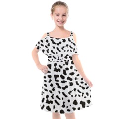 Black And White Leopard Dots Jaguar Kids  Cut Out Shoulders Chiffon Dress by ConteMonfrey