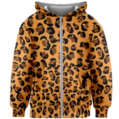 Orange Leopard Jaguar Dots Kids  Zipper Hoodie Without Drawstring by ConteMonfrey