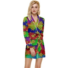 Blooming Stars On The Rainbow So Rare Long Sleeve Satin Robe