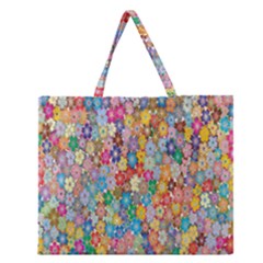 Floral Flowers Zipper Large Tote Bag by artworkshop