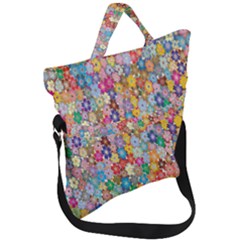 Floral Flowers Fold Over Handle Tote Bag by artworkshop