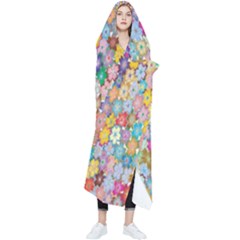 Floral Flowers Wearable Blanket by artworkshop