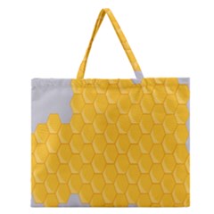 Hexagons Yellow Honeycomb Hive Bee Hive Pattern Zipper Large Tote Bag by artworkshop