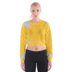 Hexagons Yellow Honeycomb Hive Bee Hive Pattern Cropped Sweatshirt by artworkshop