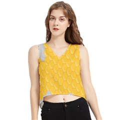 Hexagons Yellow Honeycomb Hive Bee Hive Pattern V-neck Cropped Tank Top