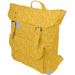 Hexagons Yellow Honeycomb Hive Bee Hive Pattern Buckle Up Backpack by artworkshop