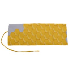 Hexagons Yellow Honeycomb Hive Bee Hive Pattern Roll Up Canvas Pencil Holder (s) by artworkshop