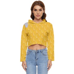 Hexagons Yellow Honeycomb Hive Bee Hive Pattern Women s Lightweight Cropped Hoodie by artworkshop