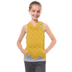 Hexagons Yellow Honeycomb Hive Bee Hive Pattern Kids  Sleeveless Hoodie by artworkshop