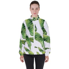 Sheets Tropical Plant Palm Summer Exotic Women s High Neck Windbreaker by artworkshop