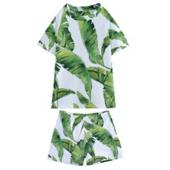 Sheets Tropical Plant Palm Summer Exotic Kids  Swim Tee And Shorts Set by artworkshop