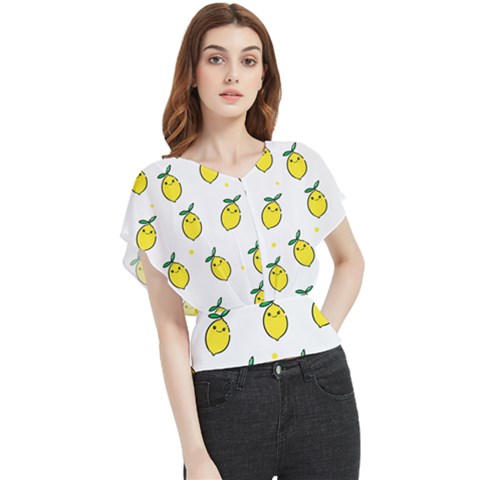 Pattern Lemon Texture Butterfly Chiffon Blouse by artworkshop