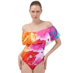 Colorful Painting Off Shoulder Velour Bodysuit  by artworkshop