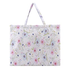 Pattern Flowers Zipper Large Tote Bag by artworkshop