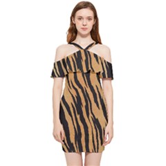 Tiger Animal Print A Completely Seamless Tile Able Background Design Pattern Shoulder Frill Bodycon Summer Dress by Amaryn4rt