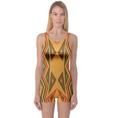 Abstract Pattern Geometric Backgrounds  One Piece Boyleg Swimsuit by Eskimos