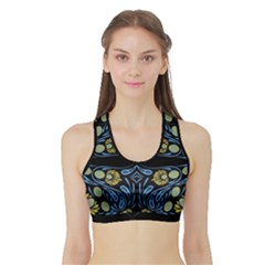 Folk Flowers Print Floral Pattern Ethnic Art Sports Bra With Border by Eskimos