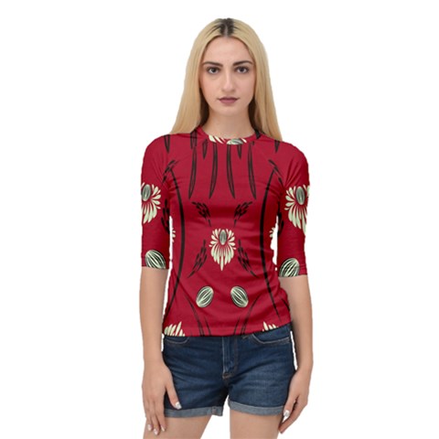 Folk Flowers Print Floral Pattern Ethnic Art Quarter Sleeve Raglan Tee by Eskimos