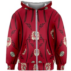 Folk Flowers Print Floral Pattern Ethnic Art Kids  Zipper Hoodie Without Drawstring by Eskimos