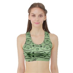 Folk Flowers Print Floral Pattern Ethnic Art Sports Bra With Border by Eskimos