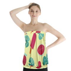 Watermelon Leaves Cherry Background Pattern Strapless Top