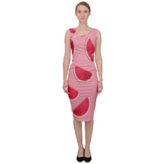 Water Melon Red Sleeveless Pencil Dress