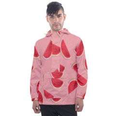 Water Melon Red Men s Front Pocket Pullover Windbreaker by nate14shop