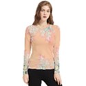 Peach Spring Frost On Flowers Fractal Women s Long Sleeve Rash Guard View1