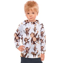 Monkey-seamless-pattern Kids  Hooded Pullover by Jancukart