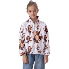 Monkey-seamless-pattern Kids  Half Zip Hoodie