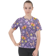 Vector-seamless-pattern-with-butterflies-beetles Women s Sport Raglan Tee