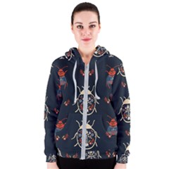 Floral-bugs-seamless-pattern Women s Zipper Hoodie