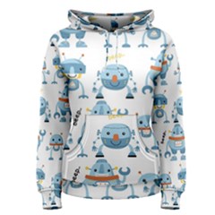 Seamless Pattern With Funny Robot Cartoon Women s Pullover Hoodie by Jancukart