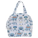 Seamless pattern with funny robot cartoon Boxy Hand Bag View1