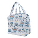 Seamless pattern with funny robot cartoon Boxy Hand Bag View2