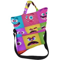 Monsters Emotions Scary Faces Masks With Mouth Eyes Aliens Monsters Emoticon Set Fold Over Handle Tote Bag by Jancukart